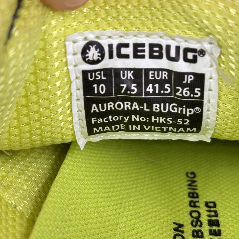Icebug Aurora-L BUGrip Trail Running Shoes Womens 10 Grey Blue Lime Studded